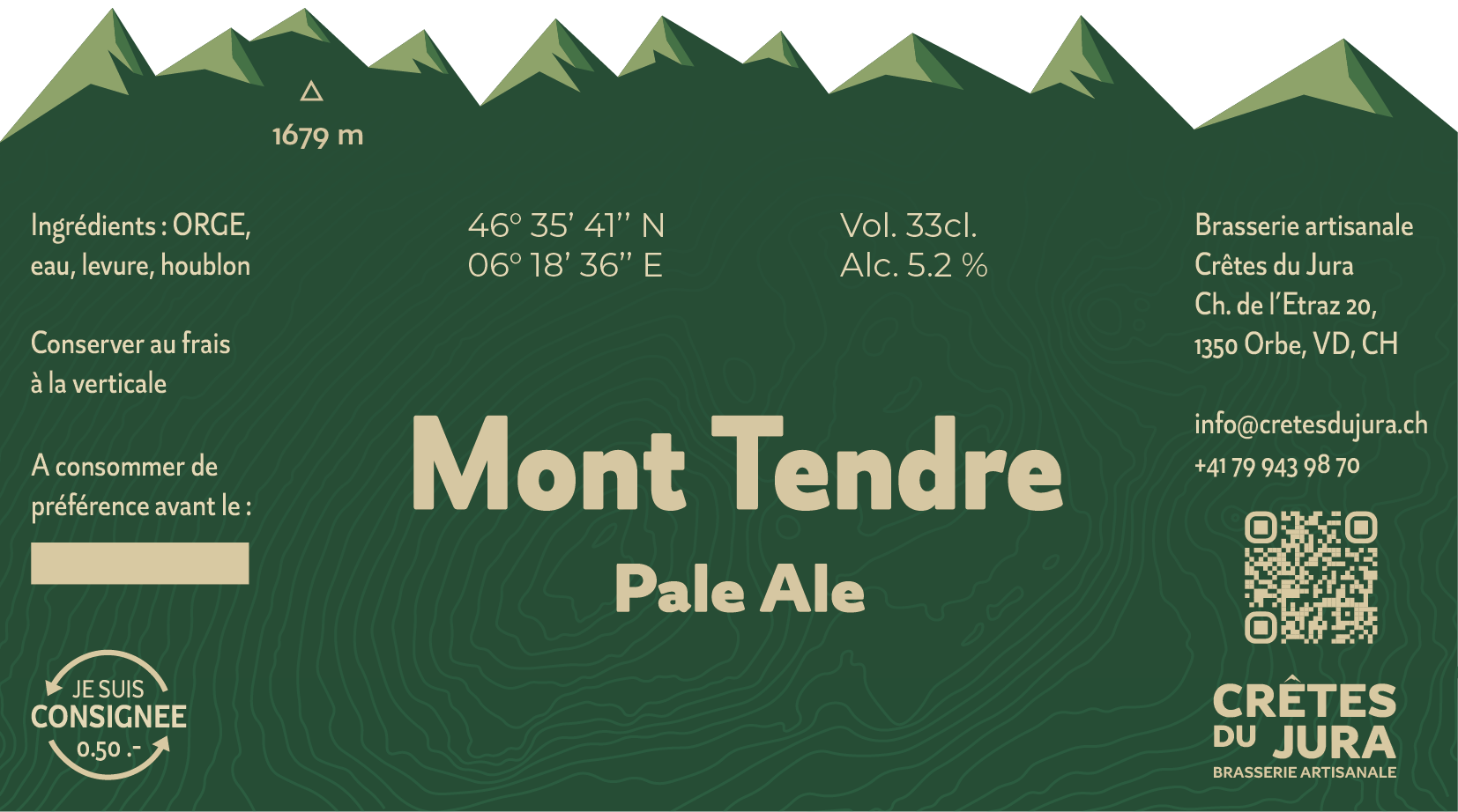 Étiquette Mont Tendre Pale Ale